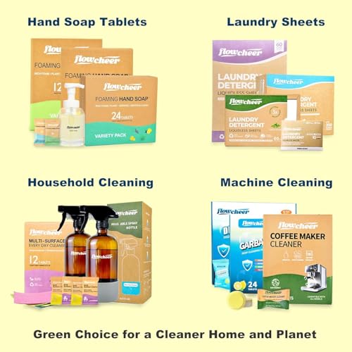 Image of flowcheer Multi Surface Cleaner Refills -12 Pack(Lemon) | All Purpose Cleaning Refill Tablet-Makes 192 fl oz Bottles of Spray Cleaner for Household & Kitchen