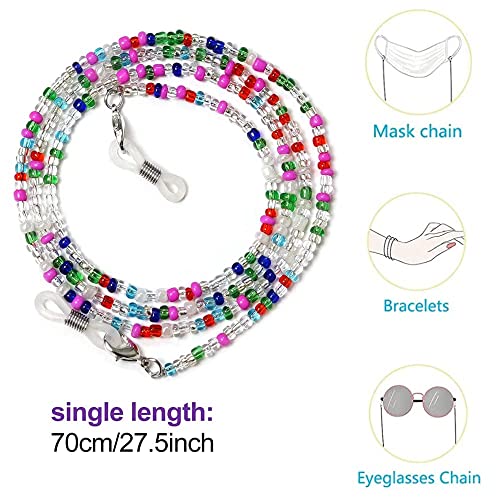 8 Pcs Beaded Eyeglass Chains For Women & Girls, Multifunction Colorful Mask Glasses Lanyard Sunglass Holder Strap Around Neck,Bead Holders Face Mask Chains Clamp Necklace Strap With Eyeglass Loop #TOP1