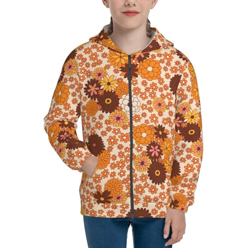 Hippie Ditsy Floral Kid Hoodies Boys Zip Up Sweatshirts Girls Pullover with Pocket3