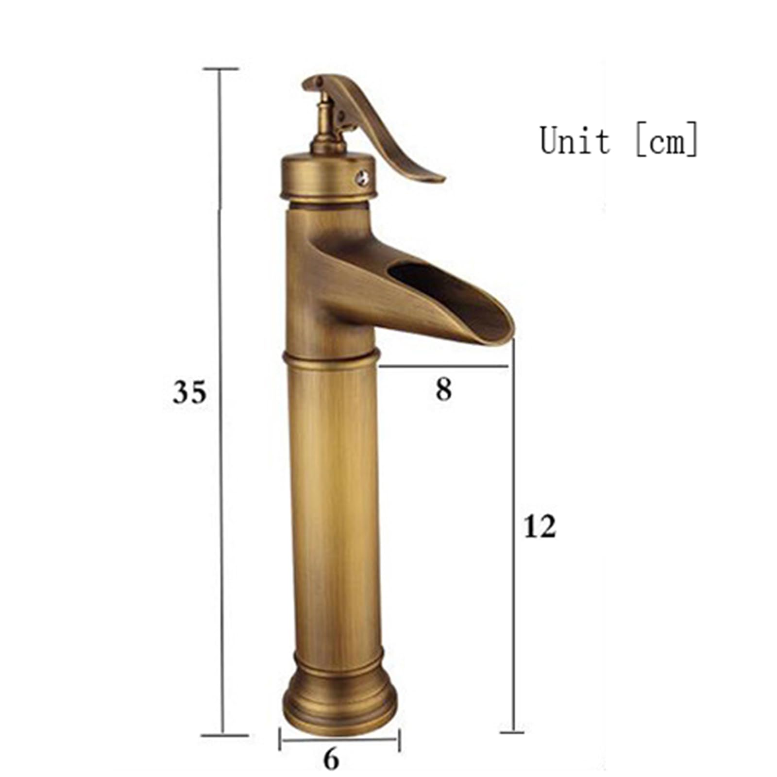 Rubinetto Retro Cascata Aperto Caldo E Freddo Rubinetto Bagno Lavabo Alto G1/2 Ottone Vintage,antico,alto