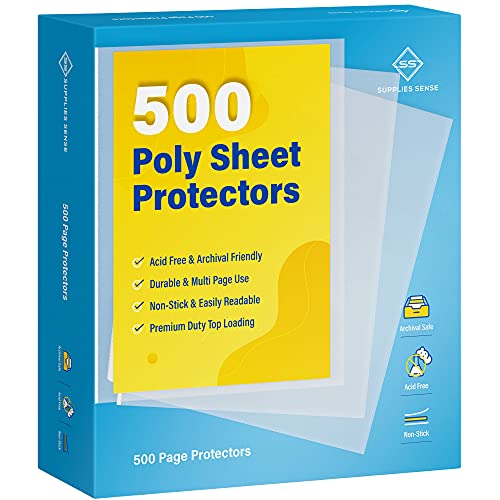 500 Page Protectors 8.5 x 11, Top Loading / 3 Hole Design Sheet Protectors, Archival Safe for Photos or Printed Copy, Holds Multiple Sheets