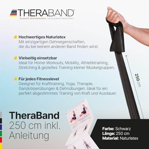 TheraBand 2,50m im PE Beutel mit Anleitung schwarz | Fitnessband – Ansicht 2