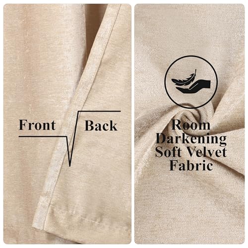 Rideaux en chenille semi-occultants contre les reflets du soleil beige