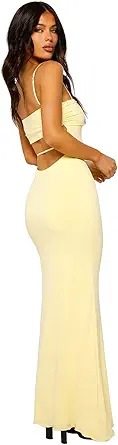 VANCOL Women's Cutout Backless Maxi Dress Sleeveless Spaghetti Strap