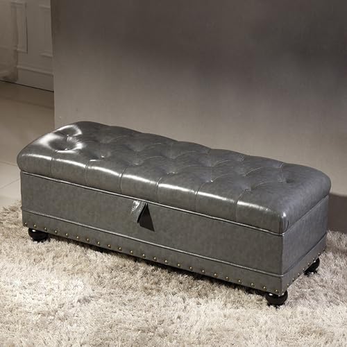 Pouf haut de gamme en similicuir avec compartiment caché et finitions de luxe - 2