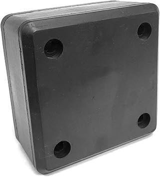 Vanguard RDB00003 Reinforced Rubber Square 4 Hole 6-1/4 x 6-1/4 x 3 Molded Dock Bumper Semi Commercial Truck Trailer Chassis Flatbed