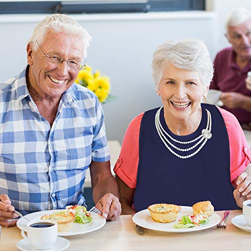 Classy Pal Adult Bibs For Women, Wipe ‘N Wear™ Clothing Protectors For Eating, Senior Adult Bib Crumb Catcher, Waterproof, Reusable, Washable (Pearl Necklace) #TOP5