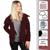 ALPIDEX Damen Fleecejacke Hoher Stehkragen Daumenlöcher Tailierte Winter Fleece Jacke Antipilling Warm Weich Full Zip Fleecepullover Microfleece Wandern Outdoor, Größe:S, Farbe:Bordeaux