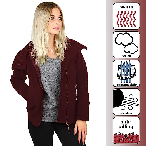 ALPIDEX Damen Fleecejacke Hoher Stehkragen Daumenlöcher Tailierte Winter Fleece Jacke Antipilling Warm Weich Full Zip Fleecepullover Microfleece Wandern Outdoor, Größe:S, Farbe:Bordeaux