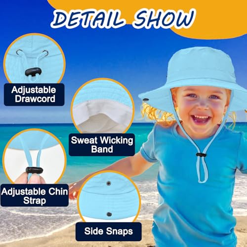 Image of Outdoor Kids Sun Hat UPF 50+ Quick Dry Foldable Bucket Hat Lightweight Adjustable Fishing Safari Hat for Girls and Boys