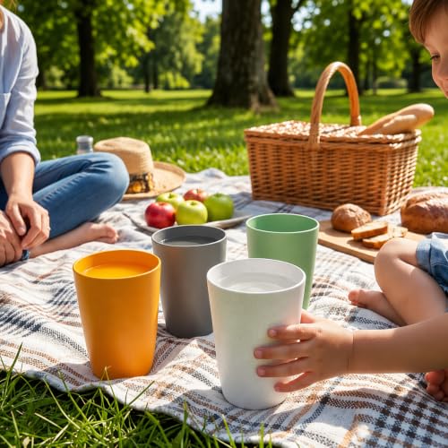 Image of Wheat Straw Cups - Set of 6 Reusable 400ml Drinking Glasses | Unbreakable Lightweight Tumblers for Water, Juice, Tea, Coffee | Home, Kitchen, Outdoor Use (Multicolor)