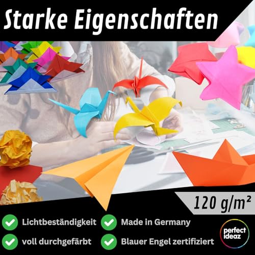 perfect ideaz • 100 Blatt Tonpapier DIN-A6, 20 Farben, 120 g/m², made in Germany, Blauer Engel zertifiziert