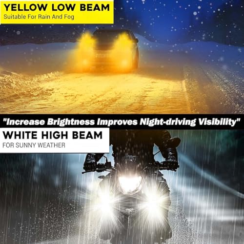 Image of 4 Lens LED Fog Light for Bike, Scooter & Car | Waterproof Spotlight with High /Low Beam, 12-80V Universal Fit, Dual Color (Yellow & White) - Pack of 2