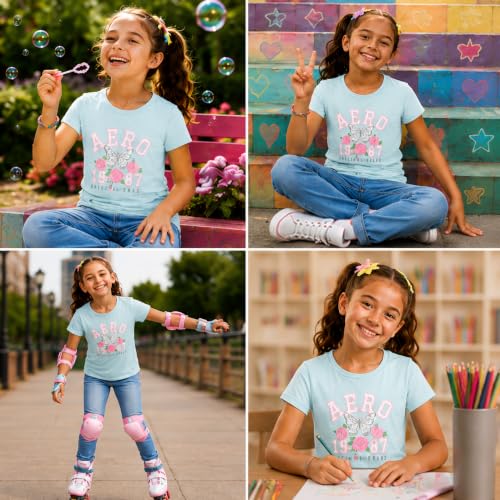 Image of Girls T Shirts - Soft Cotton Blend Short Sleeve Cute Graphic Tees - Classic Crewneck Logo Tee Girls Shirts (Sizes: 7-16)