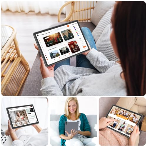 Image of Android 15 Tablet with Keyboard, 16GB（8+8）RAM+256 Storage(Expand to 2TB), 8000mAh Battery, Widevine L1,10 Inch Tablets with 5G /2.4G WiFi, BT5.0, GMS Certified, with Mouse, Case, Stylus（Black Case）