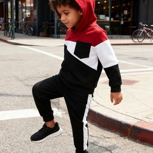 Image of 2-6T Toddler Baby Boy Clothes Color Blocking Hoodies + Pants Fall Winter Outfits