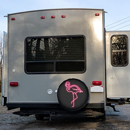 Image of Pink Flamingo Spare Tire Cover Dust-Proof Wheel Tire Cover Fit Trailer, RV, SUV and Many Vehicle 17 Inch