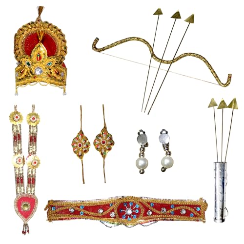 Image of Kaku Fancy Dresses Ram Jewellery for Kids | Lord Ram Costume Accessories with Dhanush for Kids | Raja Ram Fancy Dress Jewellery for Ramleela Play & Stage Shows