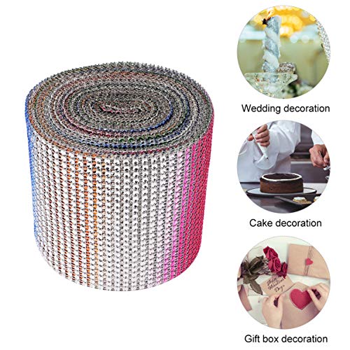 EXCEART Malha Fita Rolo Envoltório Brilho Oco Cristal Rhinestone Fita Decoração de Mesa para O Casam