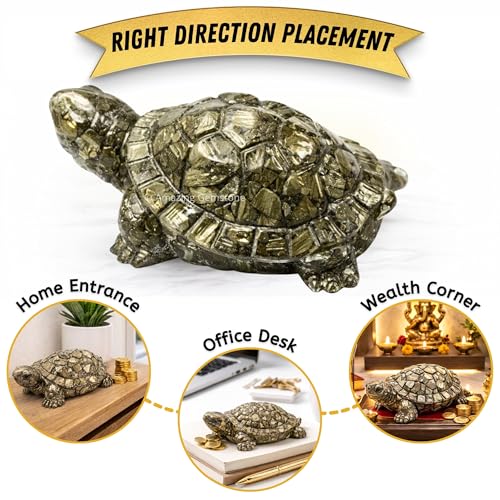 Figura Natural de Tortuga en Pirita para Decoración del Hogar miniatura 5