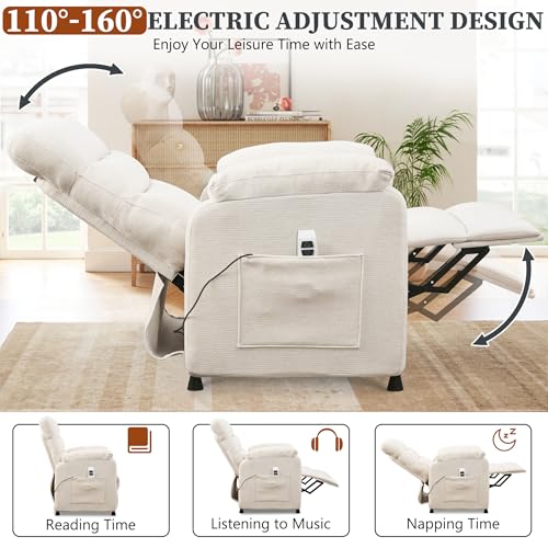 Sillón eléctrico reclinable blanco chenille miniatura 6