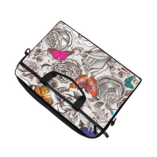 Sacoche pc 14-15.4" motif fleuri papillons - Idéal pour le bureau et fac