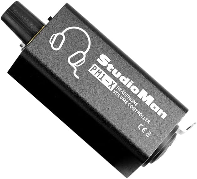 StudioMan PM1-X Headphone Volume Controller - 3.5mm Headphone Jack, XLR Stereo Input, Mono/Stereo Switch, Belt Clip for Stage, Studio, Live Performances