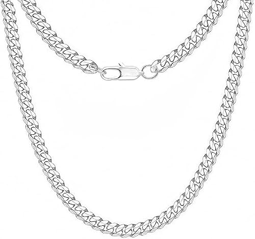 Image of JRTEAY 7mm Cuban Link Chain for Men - 55cm Stainless Steel Necklace, Mens Silver Chain, Non-Tarnish Waterproof Jewelry, Classic Silver Tone Chains for Him, Birthday Gift, 1 Pack