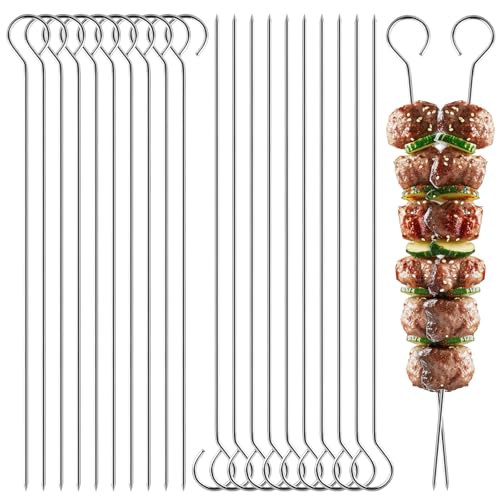 elzle 20 Stück Grillspieße Edelstahl, 25cm Wiederverwendbare Edelstahl Schaschlikspieße BBQ Grill Spieße für Fleisch Gemüse Lagerfeuer & Grillpartys