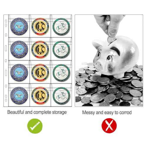 6 Hojas para Monedas con 12 Bolsillos, Plástico Transparente miniatura 6