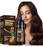 GFEUGS Shampooing colorant pour cheveux châtain foncé, 500 ml, shampooing 3 en 1 contre les cheveux gris, ...