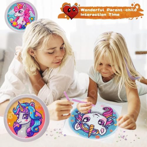 Image of PLUSPOINT 5D Diamond Gem Kits for Kids with Frame Pack of 3 Diamond Arts and Crafts for Kids Ages 6 8 10 12 Gem Art Painting Kit Unicorn Crafts Unicorn Diamond Painting Kits for Girls