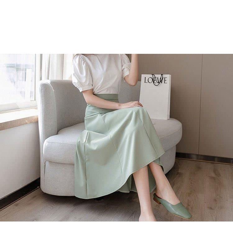 Women's Mid-Length Skirt A-Type Skirt High Waist Puff Skirt4