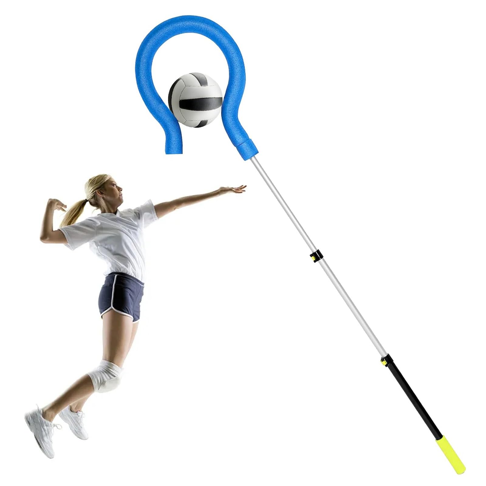 ZMJGLL Volleyball Spike Trainer Adjustable 63-78 Inch with Question Mark Hook, Lightweight Durable for Serving Spiking Jump Training, Real Ball Feel for Pros