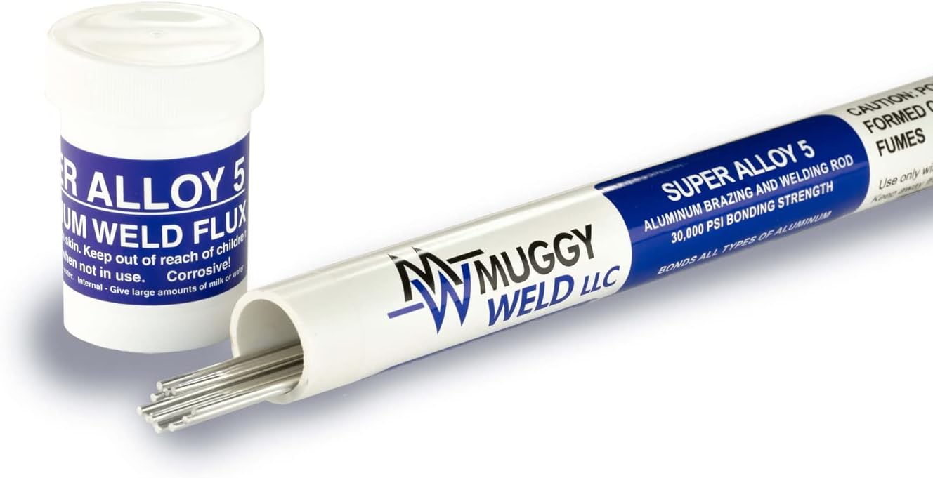 Super Alloy 5 Aluminum Welding and Brazing Rod & Flux Kit (Starter Kit 1/16 diameter)