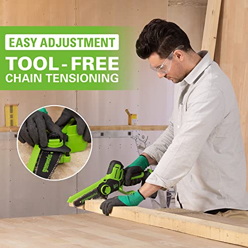 Greenworks 24V Mini Chainsaw 4 Inch (10cm) Cordless Battery Powered Chainsaw Without Battery & Charger,7.8m/s Chain Speed Electric Chainsaw for Tree Branches, Garden Cutting, Courtyard & Household - Image 6