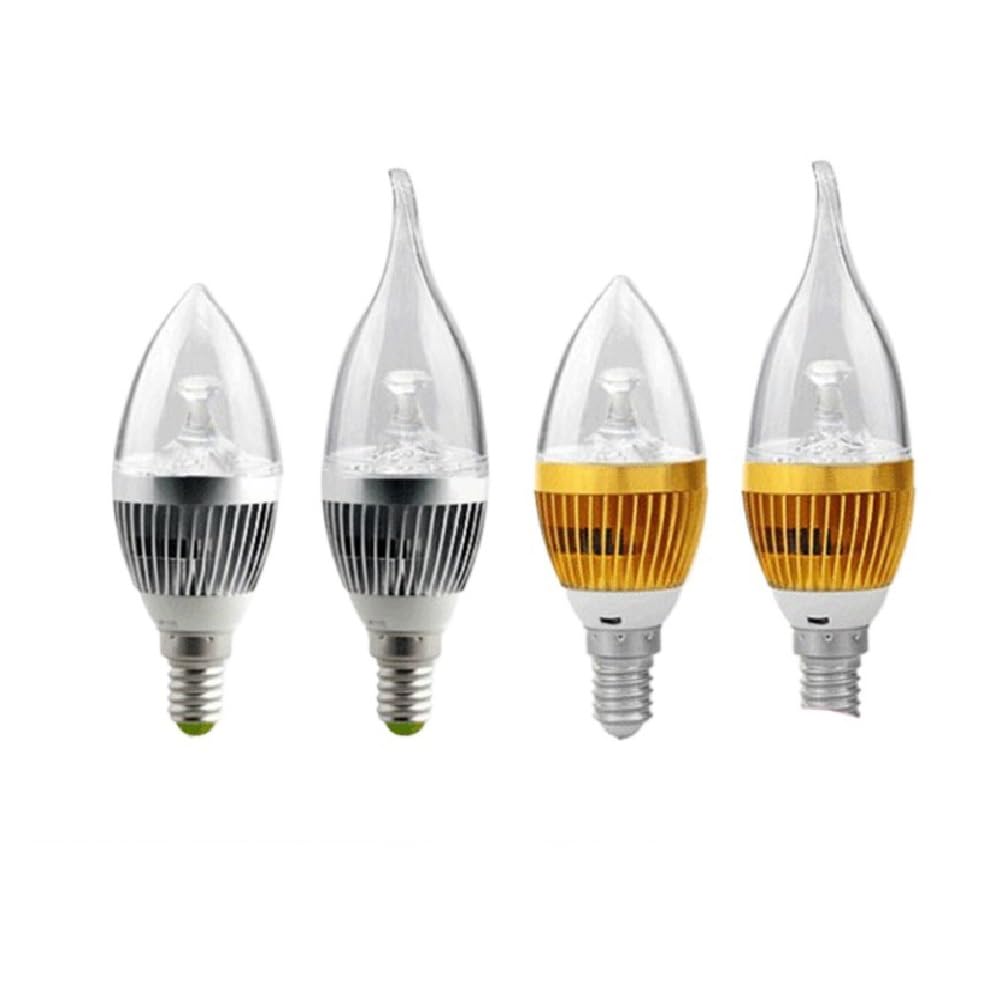 KJXP, Confezione da 10 lampade a candela a LED AC 85-265 V E14 3/5 W Lampadine in cristallo(Warm White,3W C35L Gold)