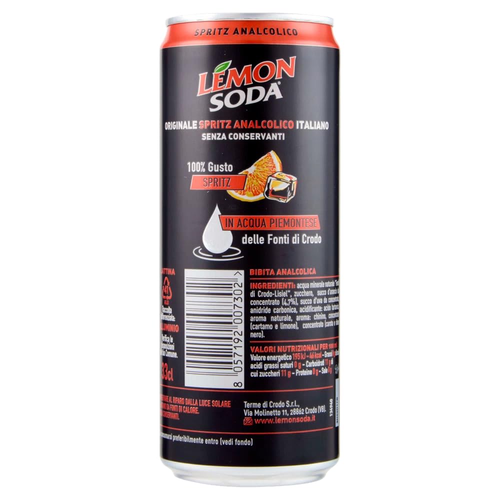 48x Lemonsoda Spritz - Original Alkoholfreier Spritz - Italienisches kohlensäurehaltiges Erfrischungsgetränk 330ml Einwegdose + Beni Culinari Kostenloser Schlüsselanhänger