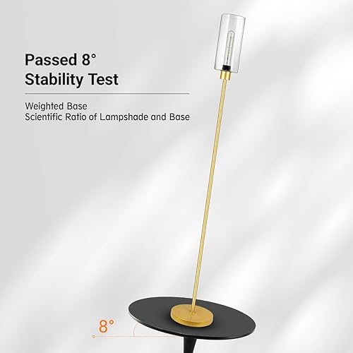 Miniatura 5 de BoostArea - Lámpara de pie moderna dorada con pantalla de vidrio - Lámpara de pie de diseño simple para sala de estar, dormitorio, oficina,
