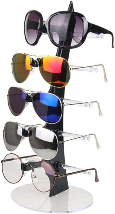 5 Layers Eyeglasses Sunglasses Glasses Display Stand Rack Holder Shelf Black Transparent