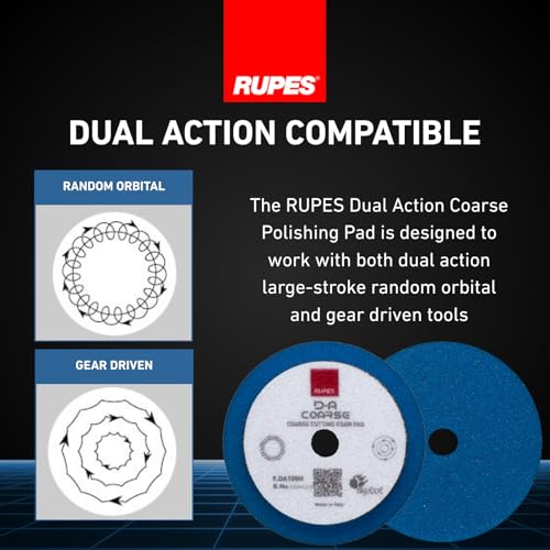 Image of RUPES 9.DA100H Pack of 24 Blue D-A Coarse Cutting Foam Pads 100mm | Ideal for Paint Correction | Mild to Severe Defect Removal | Compatible with 4 inch Backing Plate