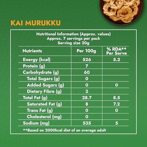 Image of Sweet Karam Coffee Kai Murukku - Pack of 2 (150g each) | No Palm Oil & Preservatives | Authentic South Indian Hand-Twisted Chakli | Crunchy & Delicious Namkeen | Tea Time Snack | Festive Special