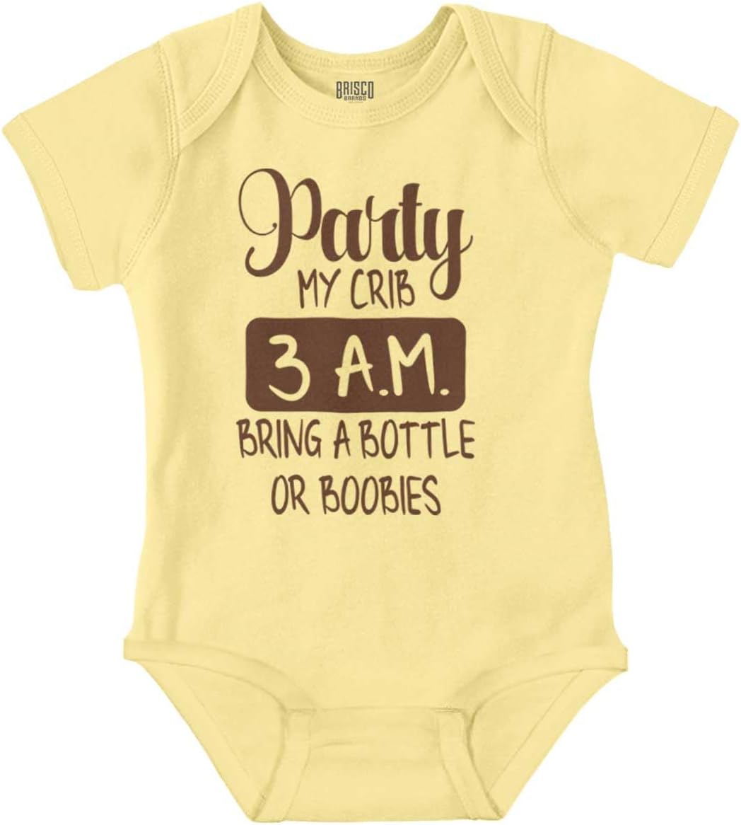 Brisco Brands Party at My Crib 3 A.M. Feeding Funny Baby Romper Boys or Girls