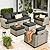 CAODOC Patio Furniture Sets 7 Pieces Outdoor Sectional Rattan Sofa Manual Weaving Wicker Patio Conversation Set with Ottomans and T Cushion(Black)
