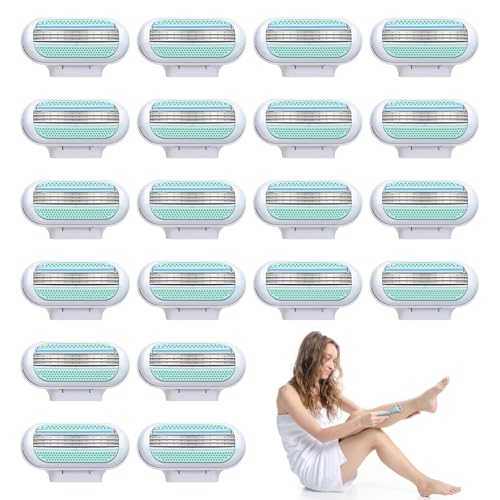 20 Piezas Recambios para Maquinilla para Mujer, Cuchillas de Afeitar Mujer Compatible con Venus, Cuchillas Universales de 3 Etapas para Afeitar Piernas, Axilas y Partes Íntimas, Acero Inoxidable