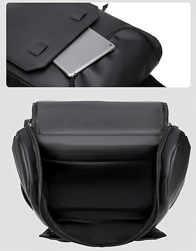 Miniatura 3 de Men's backpack Vintage Style Leather Backpack, Adjustable Straps, Multi-Purpose for Travel, Outdoor, Leisure Activities (black)