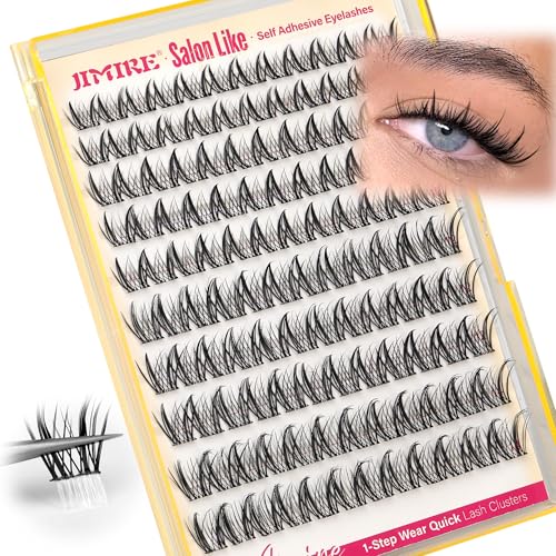 Fairy Self Adhesive Eyelashes Wispy Lash Clusters with Glue Press on Lashes Reusable Self Adhesive Manga Lash Clusters 8-14MM Pre-Glued Eyelashes Clusters Easy to Apply Beginners Friendly by JIMIRE