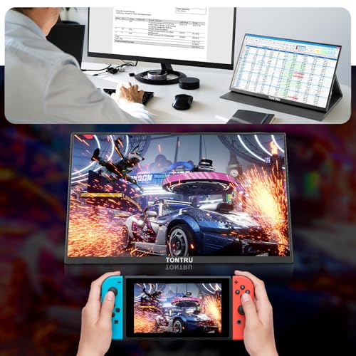 Image of 15.6 inch Portable Monitor Full HD 1080p, USB-C & HDMI Connectivity, Ultra-Slim Design, Built-in Speakers, Compatible with Laptop, PC, Gaming Consoles