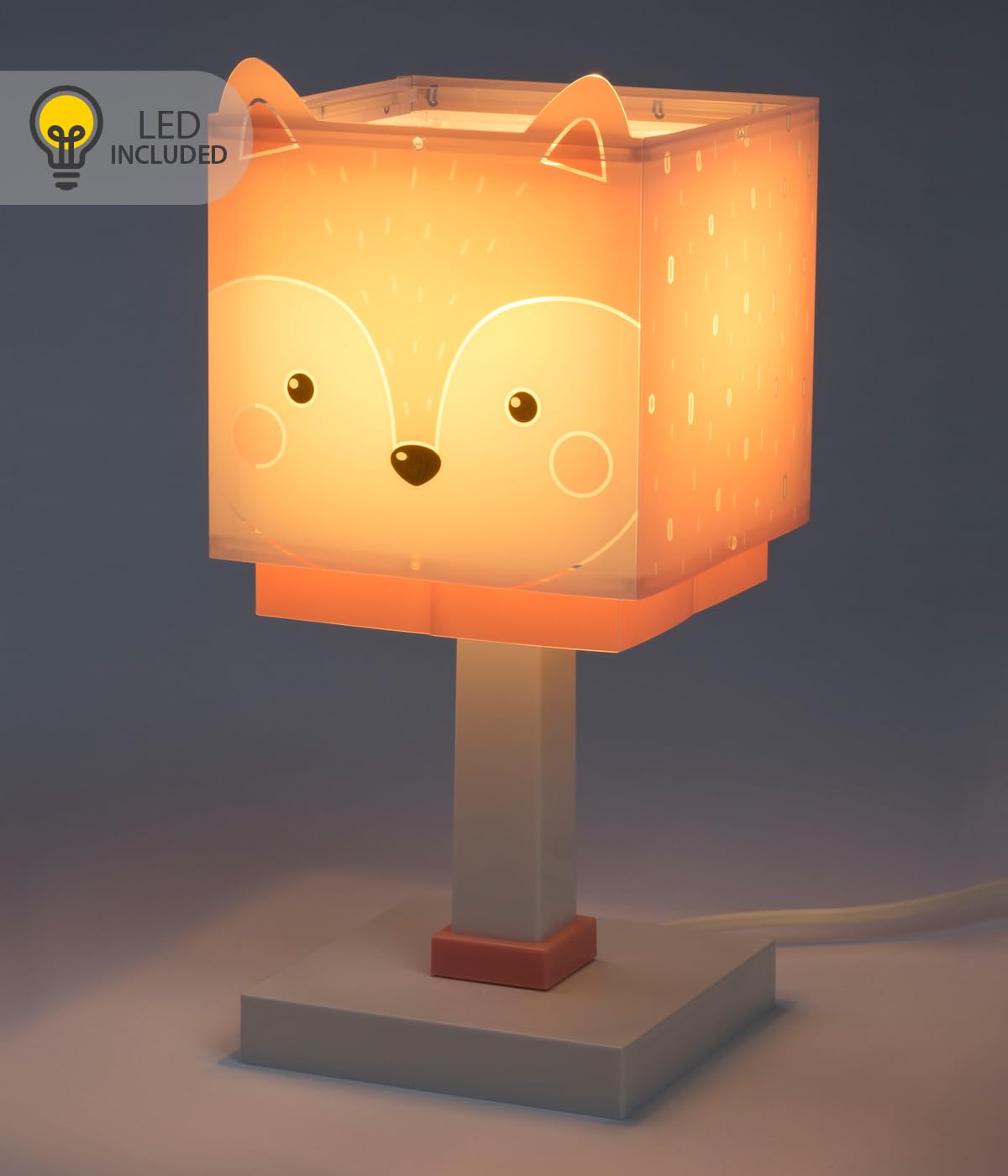 Dalber Lámpara Infantil de Mesilla Little Fox Zorro Rosa 64581N G4 | Lámpara infantil de mesa o mesita; G4 4W LED - Bombilla incluida; Luz Quitamiedos