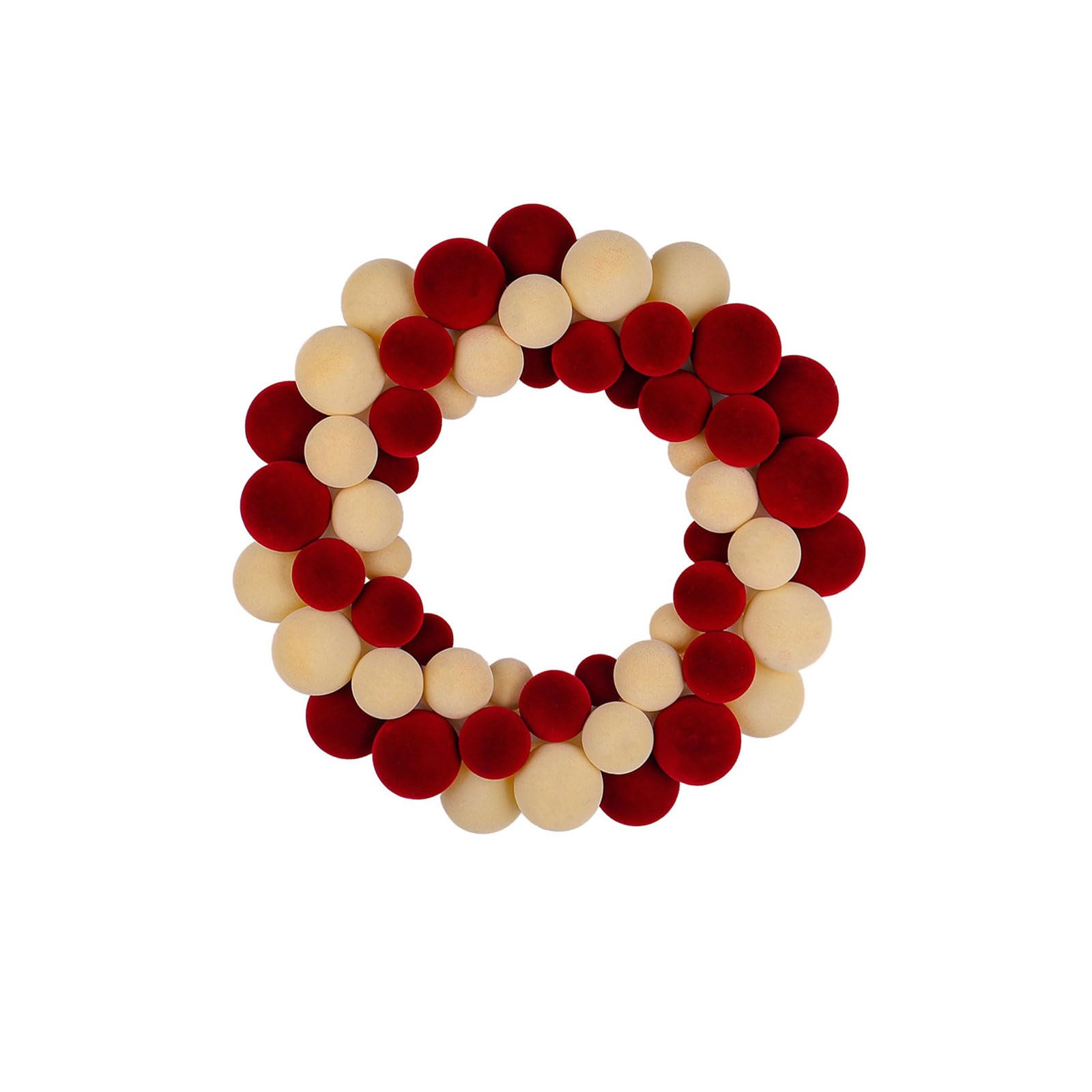 Shntig Plush Ball Wreath Door Hanging Decoration Christmas Wreath for Wall or Front Door Display Indoor and Outdoor Decoration Christmas